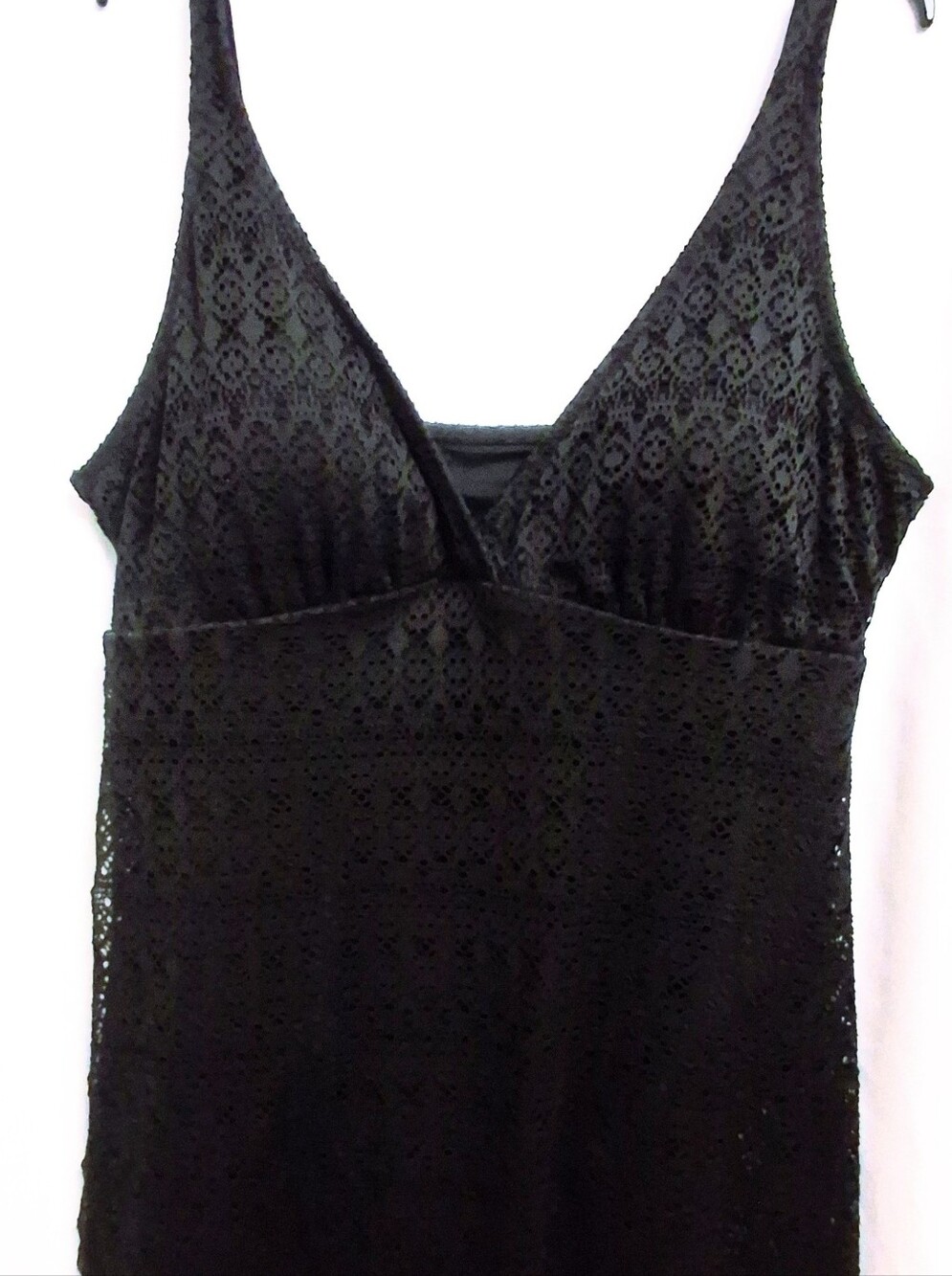 Alisha Levine Black Lace One Piece Bathing Swim Suit, Dress Size 22  Adj Straps